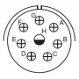 Amphenol MS3102E18-8S, Circular connector, box mounting receptacle with 8 female contacts (7x13A+1x23A)
