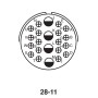 Amphenol MS(97B)3100F28-11P-563, Wall Receptacle Connector, 22 male gold plated contacts, up to 23A