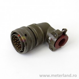 Deutsch 951-08-EC-16-26P-50, conector circular cu cot la 90°, 26 contacte cu lipire, tata