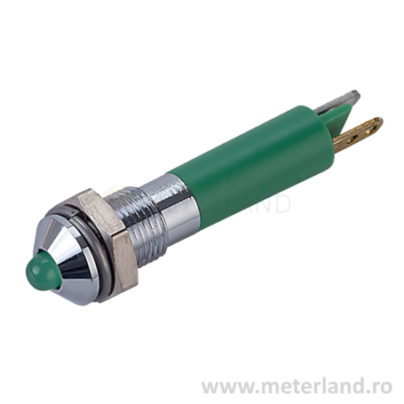 Indicator semnalizare verde M6 (Ø6mm) LED 3mm, 24Vcc, IP67, CML 19-020.351, EAO 17-020.351