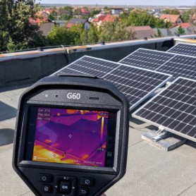 Thermal camera for solar photovoltaic panels inspection