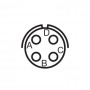 Amphenol 62IN-57A-8-4P-(219), conector circular de panou, 4 contacte PCB tata