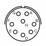 Amphenol 62IN-18F-12-8P, 90 deg plug strain relief connector, 8 male contacts