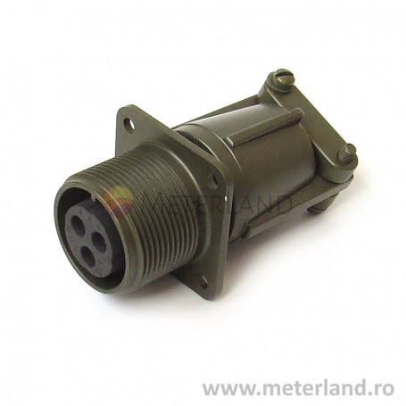 Amphenol MS3100F16-10S, Conector circular cu 3 contacte mama (23A), montare pe panou