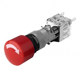 EAO 952+200-W0, IP65 Stop pushbutton, mounting hole Ø16mm, 2NC gold contacts